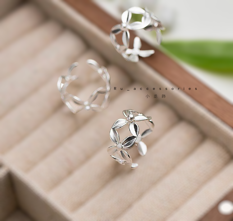 珍珠幸運草開口戒420