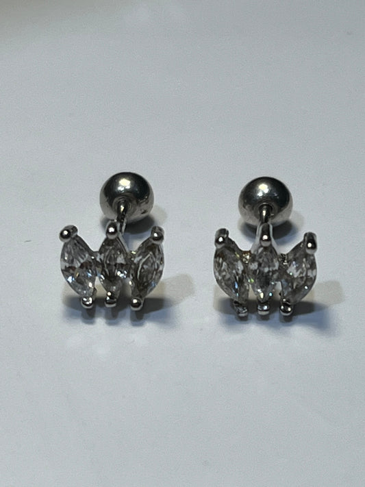 小丞飾 水晶三葉轉珠耳環 轉珠3.5mm 耳針6mm $250 #154