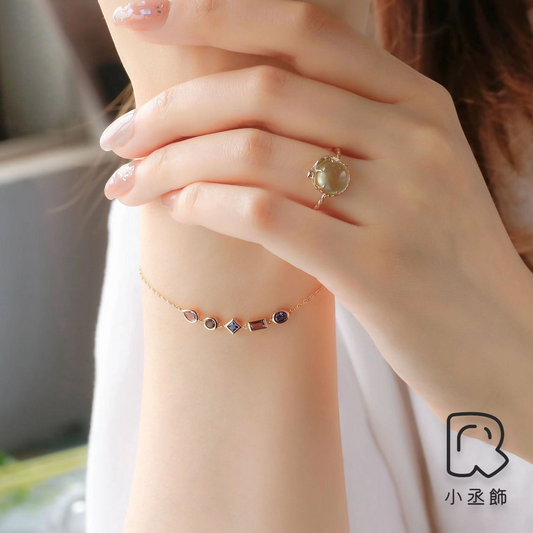 小丞飾 菫青石 紫水晶 坦桑鋯 手鍊 手鍊 只有金色15+3公分 網頁搜尋🔍#77