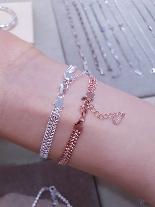 小丞飾 韓國製造 只給喜歡高品味的妳🌺⚪️特別款 雙層一體古巴鍊條 16+3公分 $990 (銀色)#156