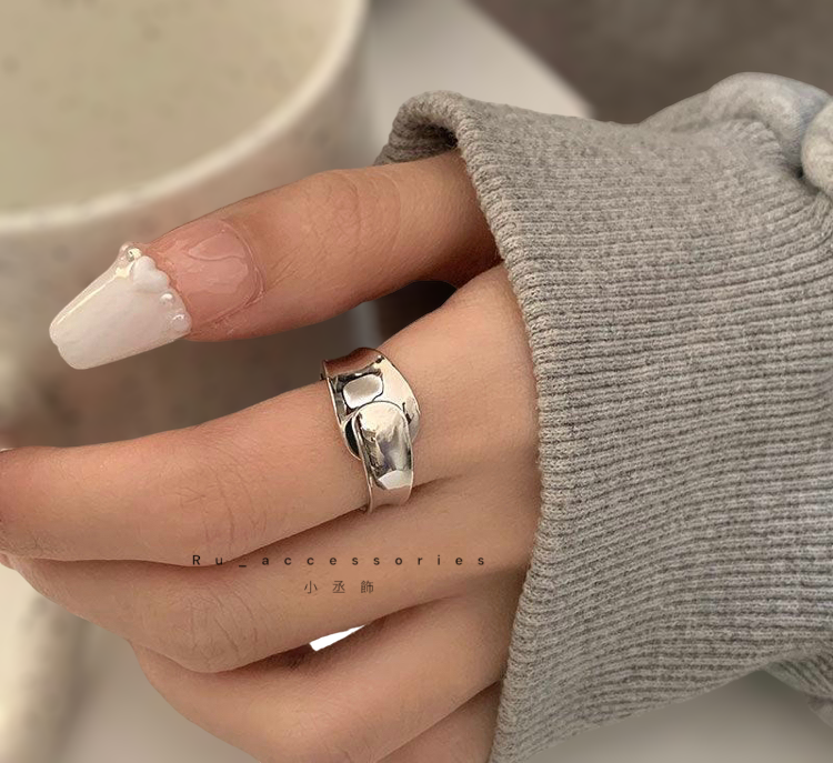 交疊前開口寬面戒指#301