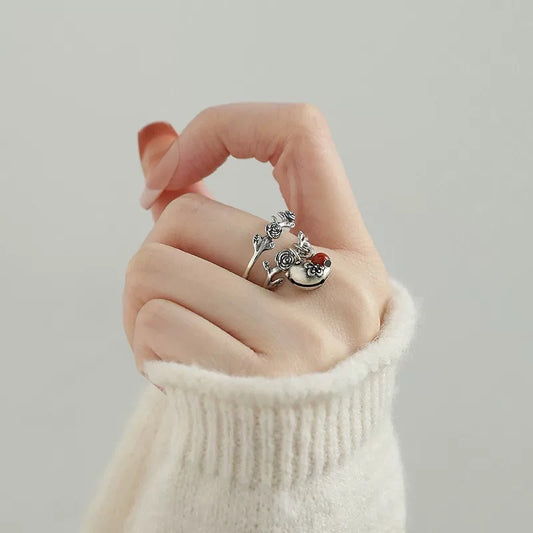 小丞飾
復古玫瑰藤蔓小鳥戒指女簡約高級感小清新開口指環小眾設計文藝食指戒
$520 #R600