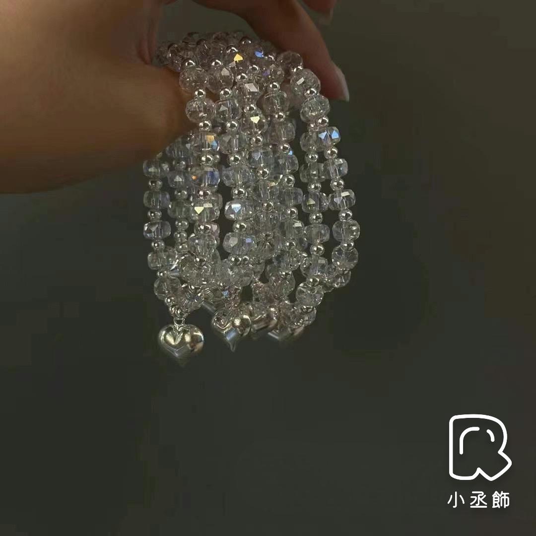 小丞飾 韓國製造925銀 水晶愛心彈力手鍊 $890 #140