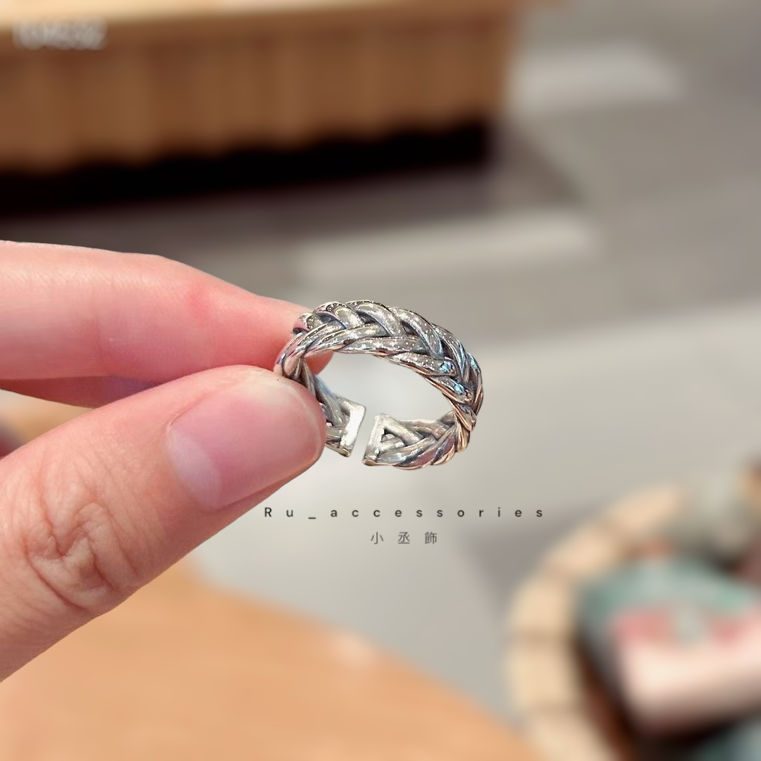 厚版麻花開口戒#160