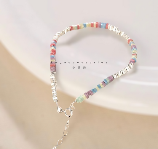 彩色馬克龍碎銀手鍊 #59