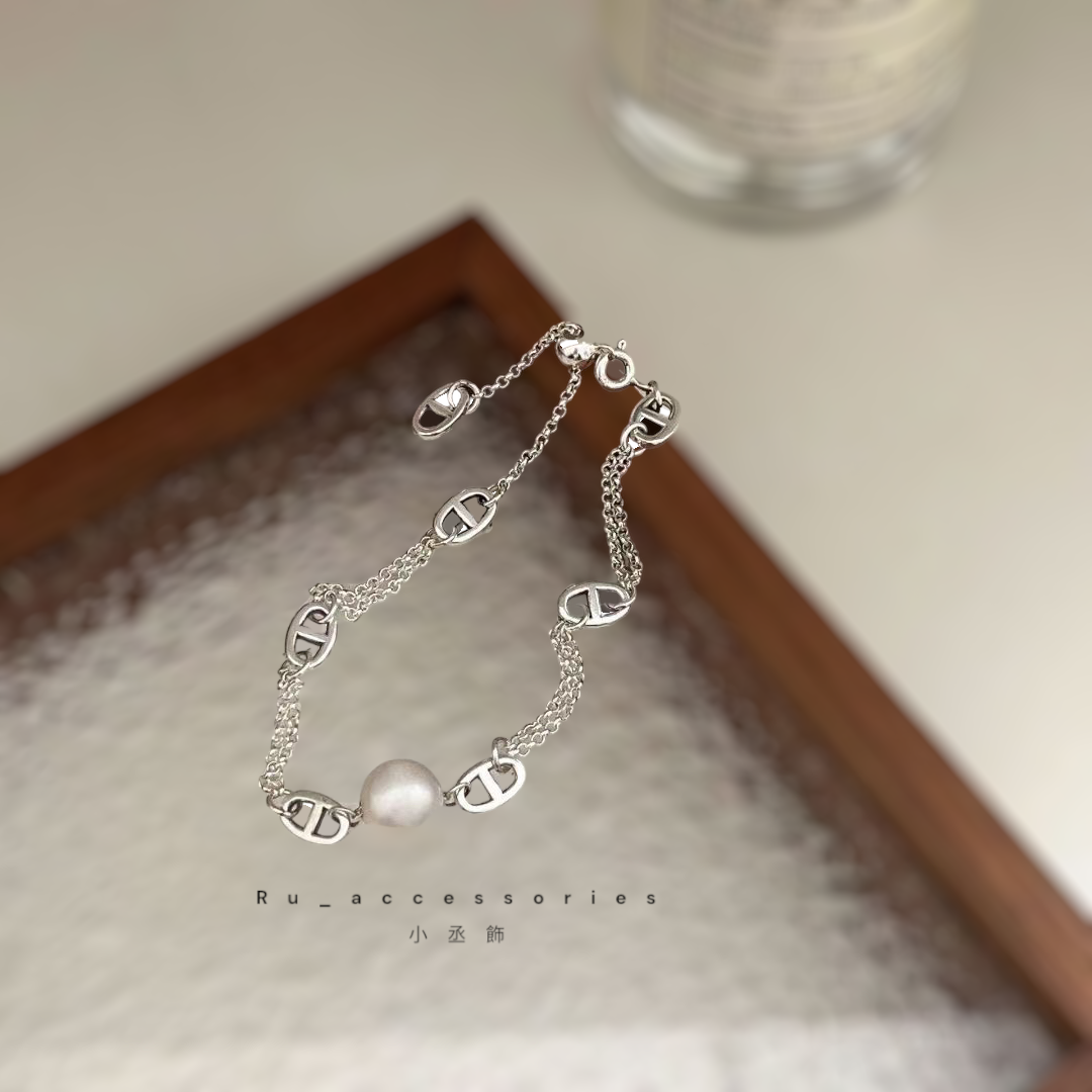 淡水珍珠搭上豬鼻既甜美有個性手鍊調節珠#71
