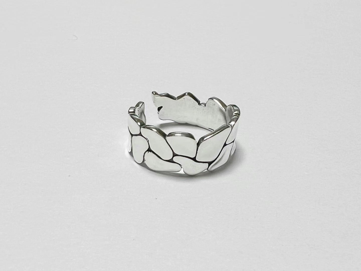 小丞飾正韓製造韓國拼圖實心不規則熔岩開口戒 #523