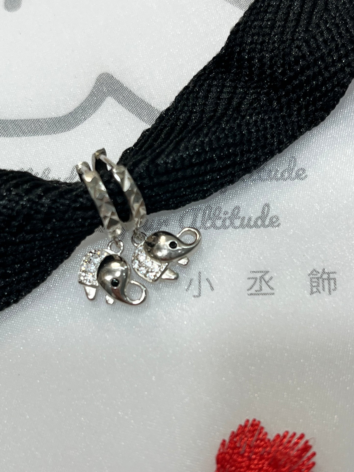 小丞飾 車花造型大象墜子耳圈 圈口9mm $290 #129