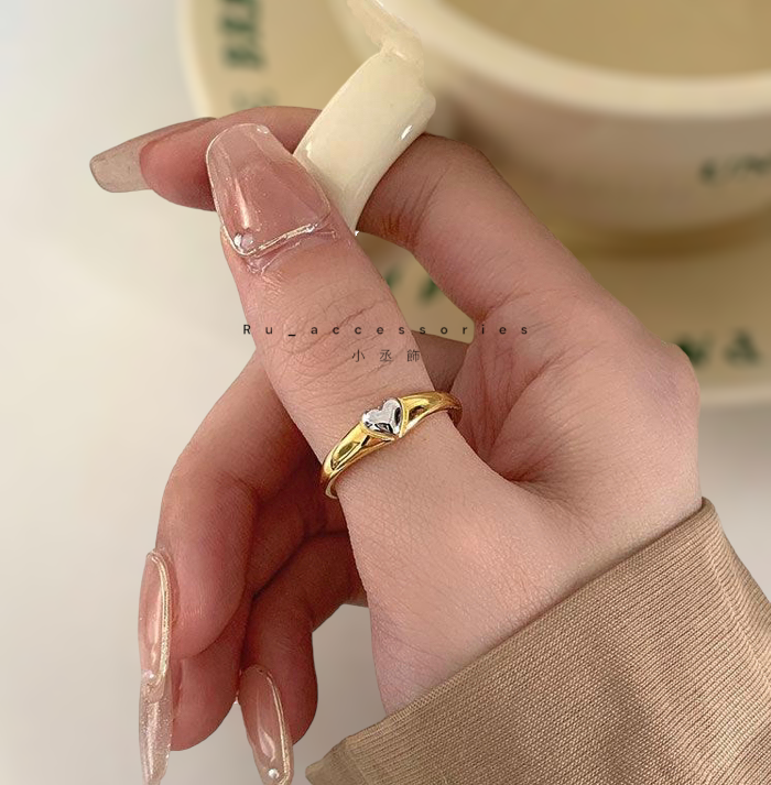 撞色愛心開口戒#53