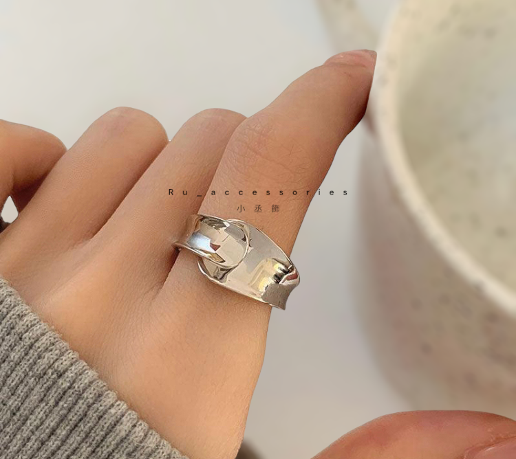 交疊前開口寬面戒指#301