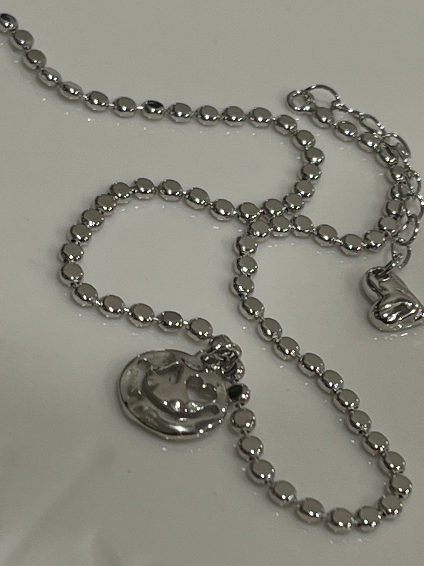 小丞飾_閃亮純銀扁豆愛心俏皮笑臉腳鏈-長度22+3 公分 ,$690 ,#1031-1