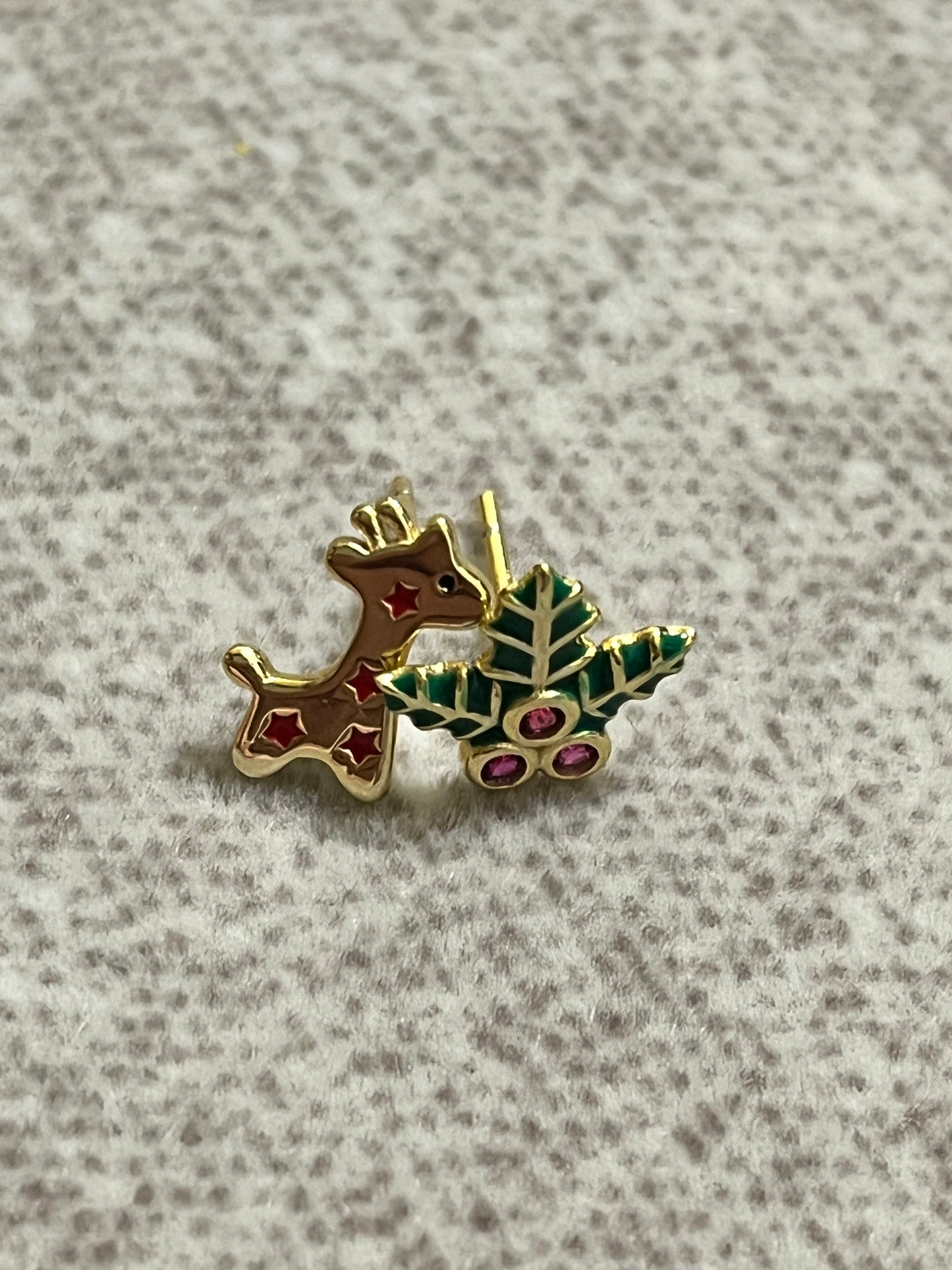 AB款繽紛麋鹿聖誕耳釘甜美可愛動物風 #17