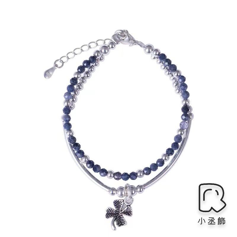 小丞飾 菫青石 四葉草🍀銀管雙鍊#78  總長15+4公分 $690 網頁搜尋🔍#78