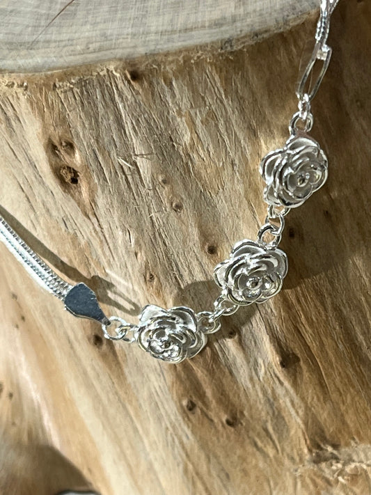 小丞飾 三朵玫瑰花雙蛇鍊 $590 #188