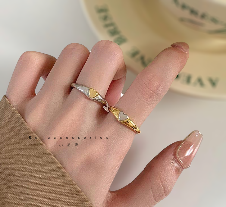 撞色愛心開口戒#53