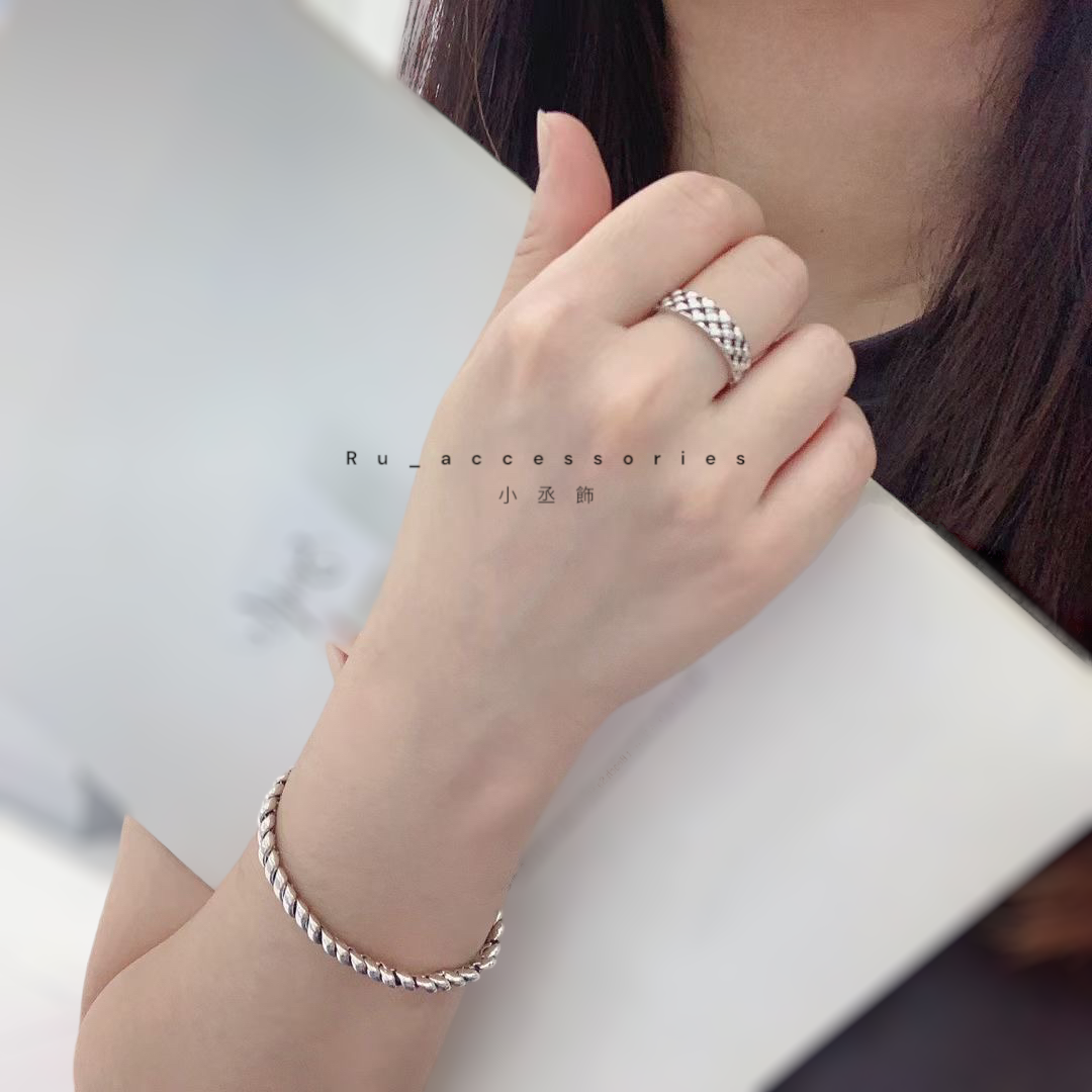 超級好看菱格紋開口戒 #403