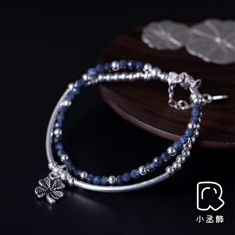 小丞飾 菫青石 四葉草🍀銀管雙鍊#78  總長15+4公分 $690 網頁搜尋🔍#78