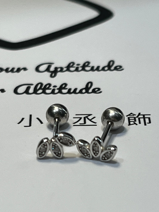 小丞飾 三葉轉珠耳環 珠珠3mm 耳針7mm #152