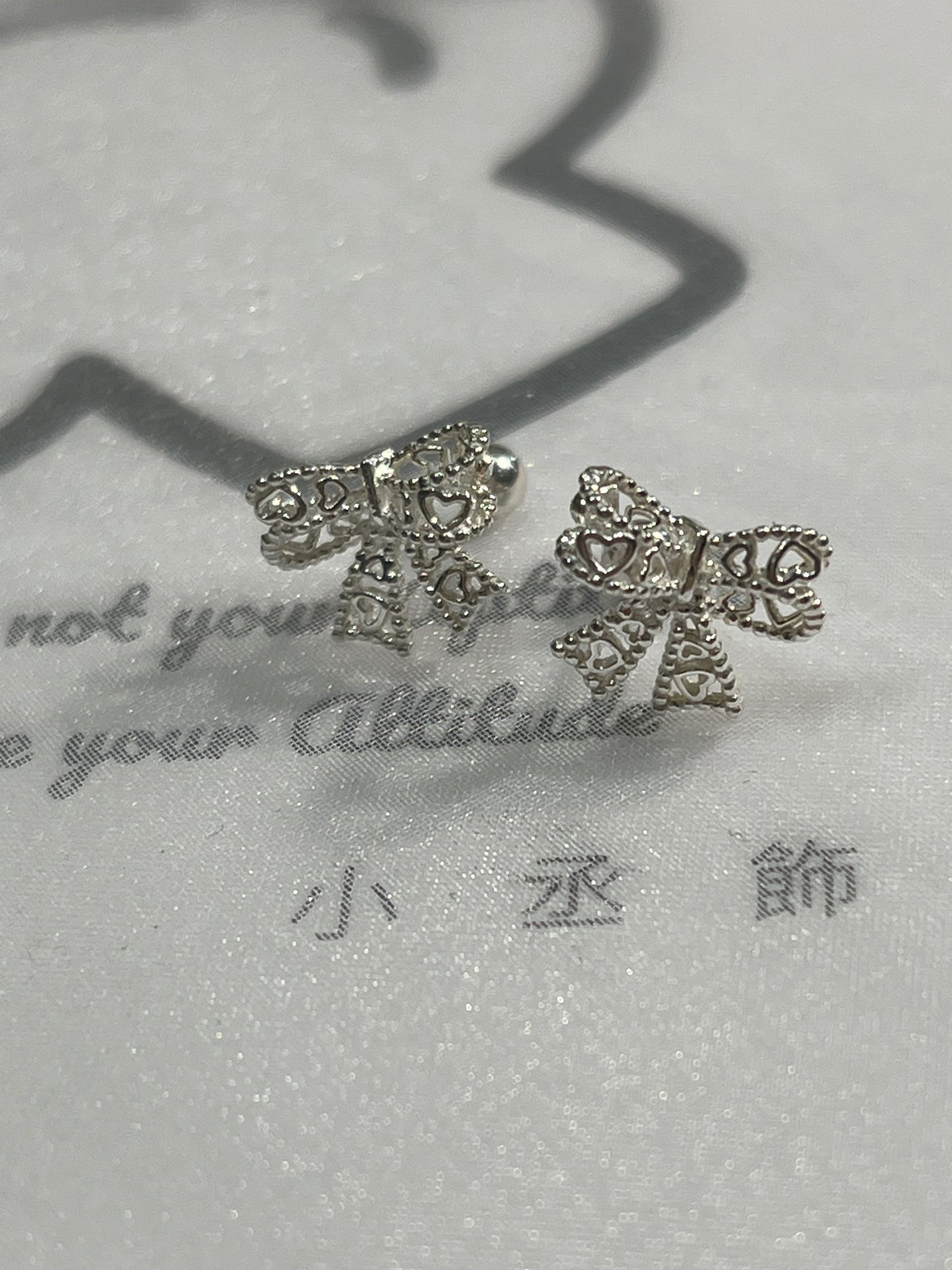 小丞飾 蕾絲蝴蝶結轉珠耳環 珠珠3mm 耳針7mm #116