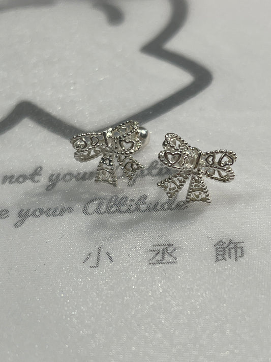 小丞飾 蕾絲蝴蝶結轉珠耳環 珠珠3mm E6032726