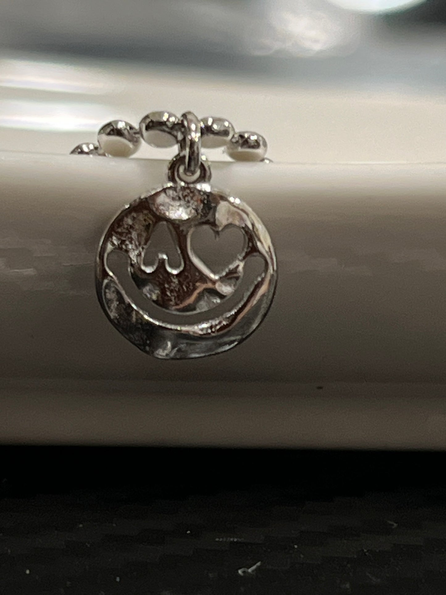 小丞飾_閃亮純銀扁豆愛心俏皮笑臉腳鏈-長度22+3 公分 ,$690 ,#1031-1