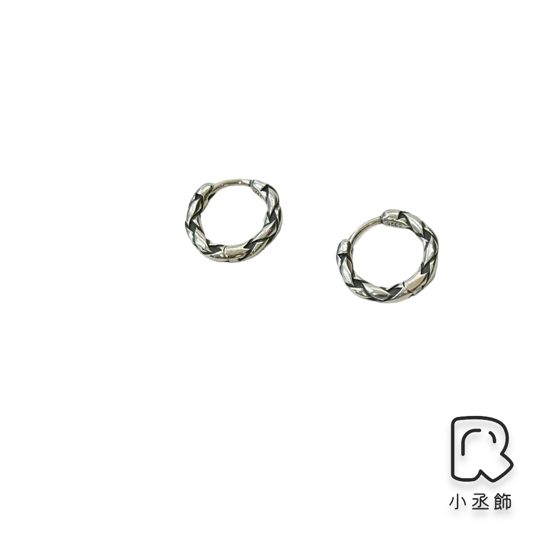 小丞飾 韓國製造 菱格紋圈口耳環 三款