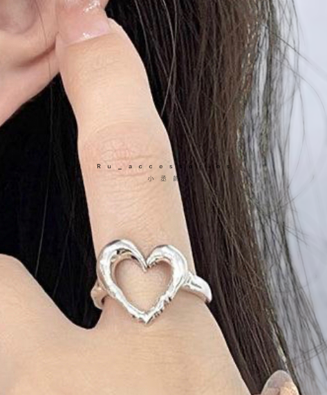 復古愛心鏤空戒 #100