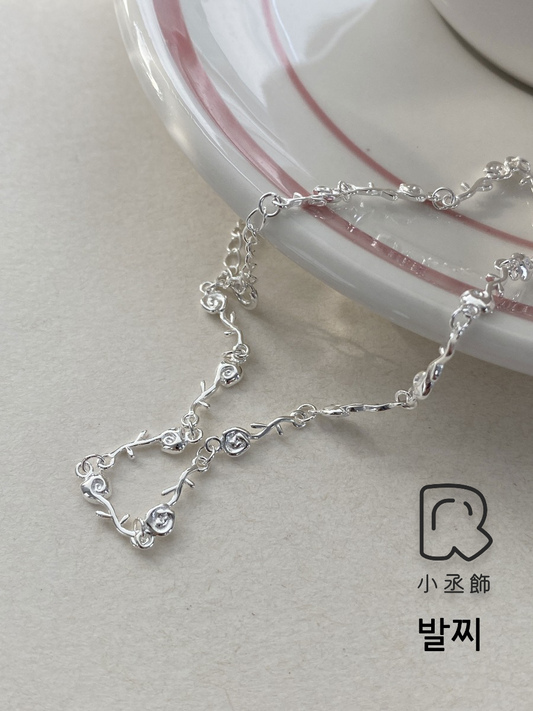 小丞飾 腳鏈迷看過來!超好看的玫瑰🌹白銀腳鍊21+3公分 A6032601
