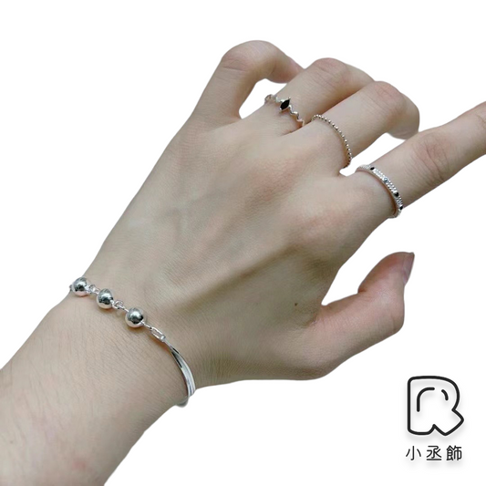 小丞飾👆🇰🇷 正韓空運通體全純銀 多層銀蛇骨➕銀球 簡約手鍊  16+3公分$790 #131