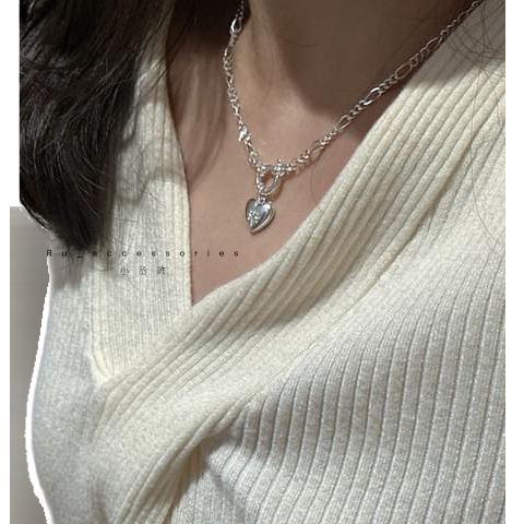 熱賣款AB鍊愛心鑽大圓扣項鍊可以自己換墜飾含愛心吊墜 總長45cm #56