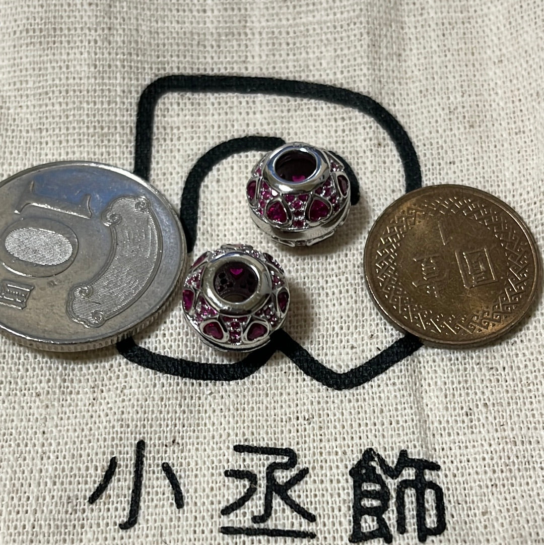 圓珠紅鑽墜子(不含項鍊)#9