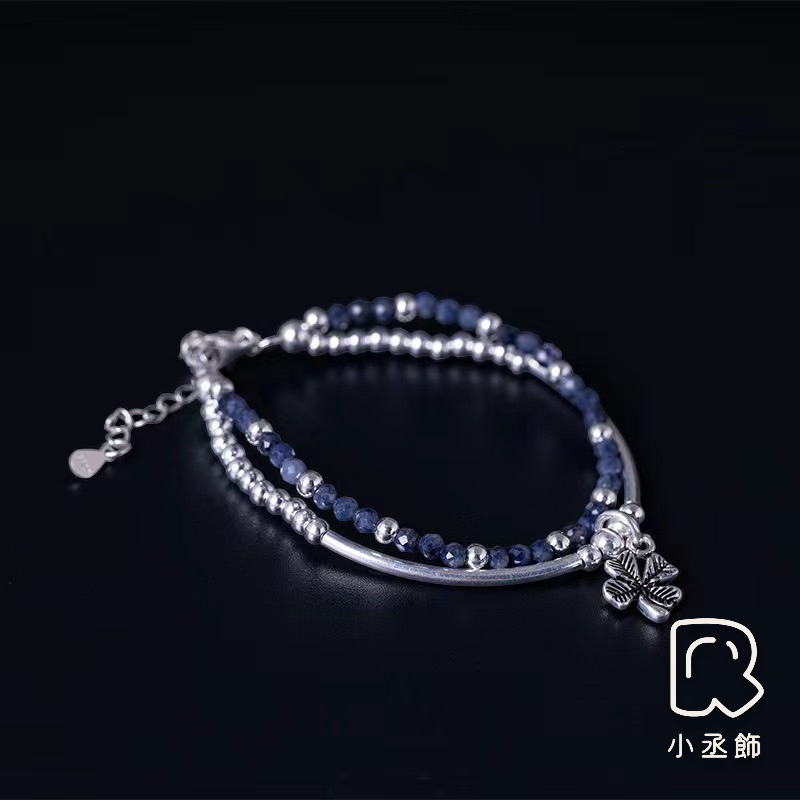 小丞飾 菫青石 四葉草🍀銀管雙鍊#78  總長15+4公分 $690 網頁搜尋🔍#78