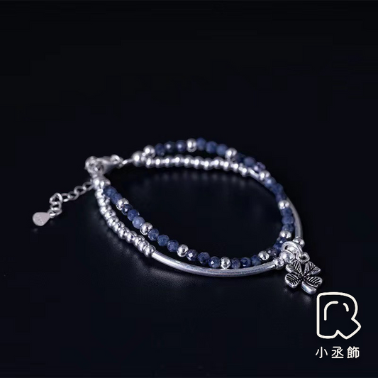 小丞飾 菫青石 四葉草🍀銀管雙鍊#78  總長15+4公分 $690 網頁搜尋🔍#78