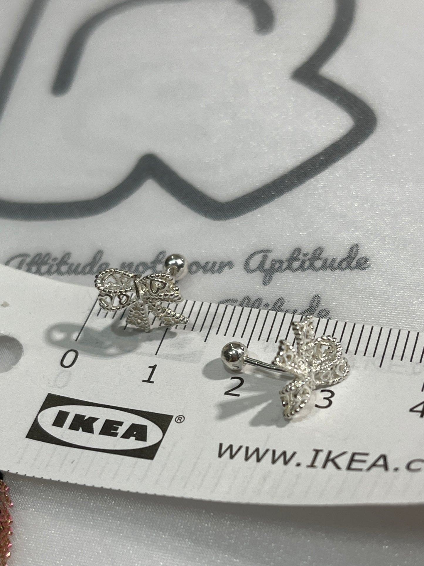 小丞飾 蕾絲蝴蝶結轉珠耳環 珠珠3mm 耳針7mm #116