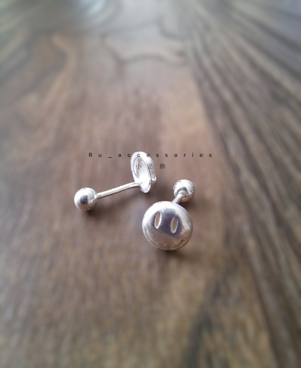 笑臉轉珠耳環 珠珠3mm, 耳針7mm $190 #141