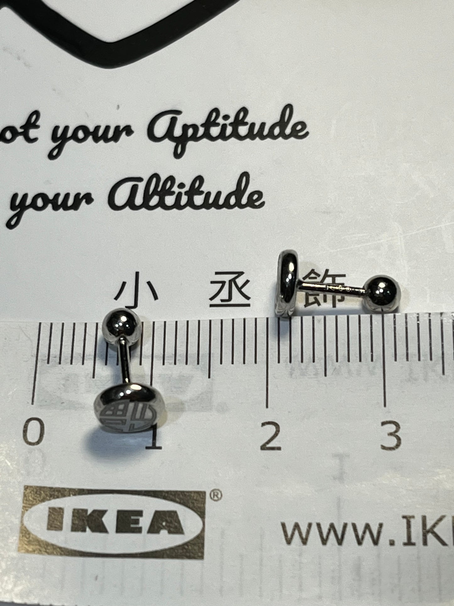 小丞飾 福字轉珠耳環 珠珠3mm 耳針6mm $250 #153