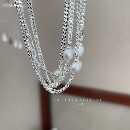 氣質款珍珠古巴項鍊#31