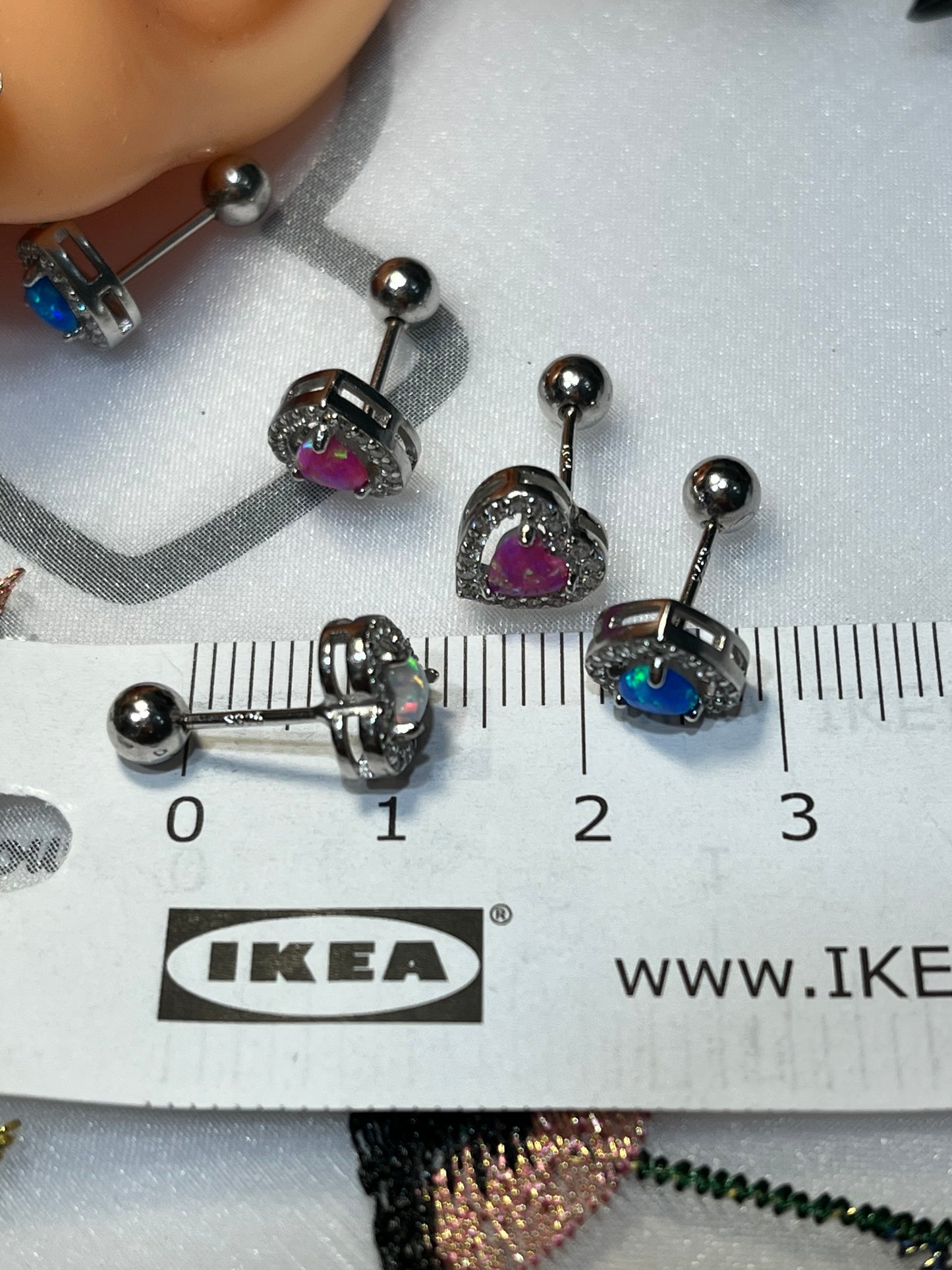 小丞飾 愛心歐珀石轉珠耳環 珠珠4mm,耳針 8mm , $320 #147