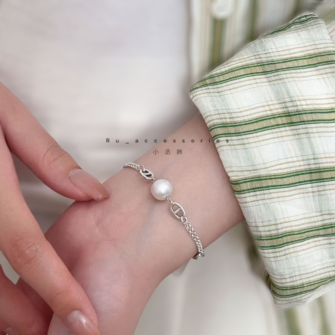 淡水珍珠搭上豬鼻既甜美有個性手鍊調節珠#71