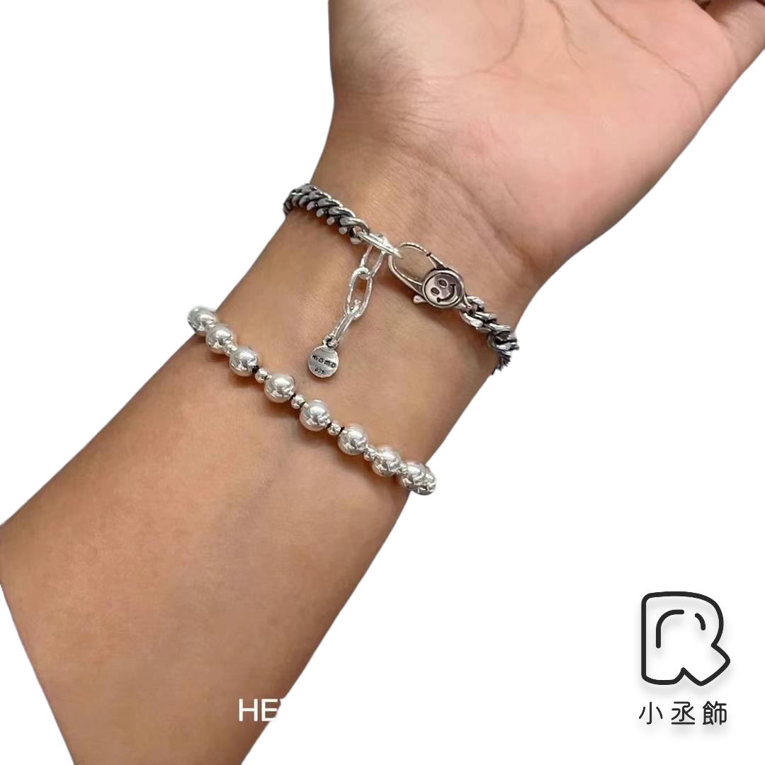 小丞飾 韓國製造重工迷們!笑臉重工古巴鍊條手鍊 真的韓品可愛無極限 古巴鍊也能駕馭的笑臉😊扣頭 16+3公分$1990 #92