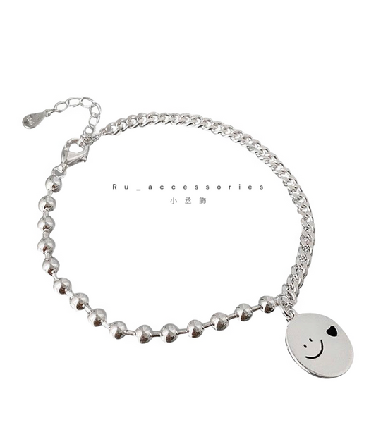 笑臉愛心AB 鏈條手鍊 #40