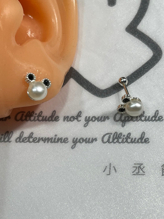小丞飾 韓國製造 米奇造形轉珠耳環 珠珠3mm 耳針7mm #E6032720