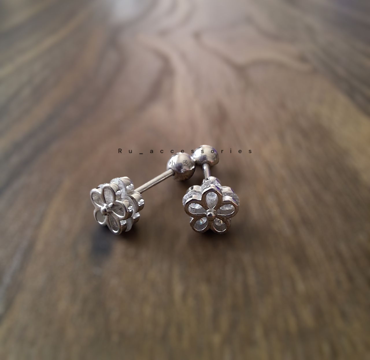 小丞飾品 雙層轉珠小花 #20 珠珠4mm 耳針8mm