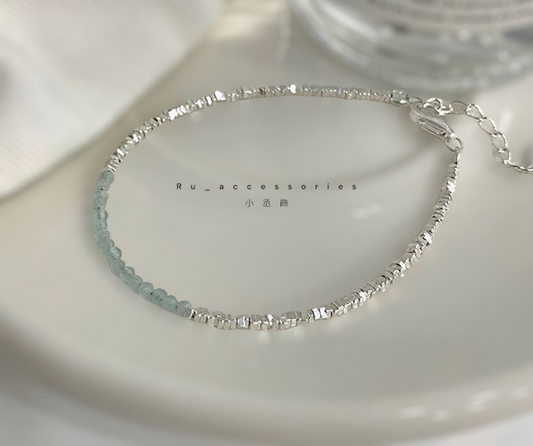 海藍珠碎銀手鍊 #57