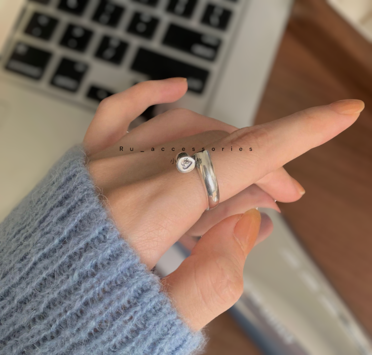 真的太可愛笑臉愛心戒開口戒$480 #433