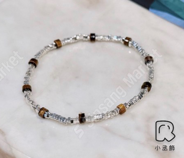 小丞飾 韓國製造碎銀虎眼石彈力繩$890 #142