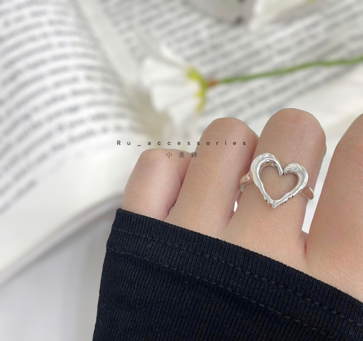 復古愛心鏤空戒 #100