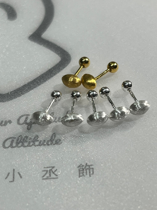 小丞飾 韓國製造霧銀拉絲感轉珠耳環 珠珠3mm, 耳針7mm #121