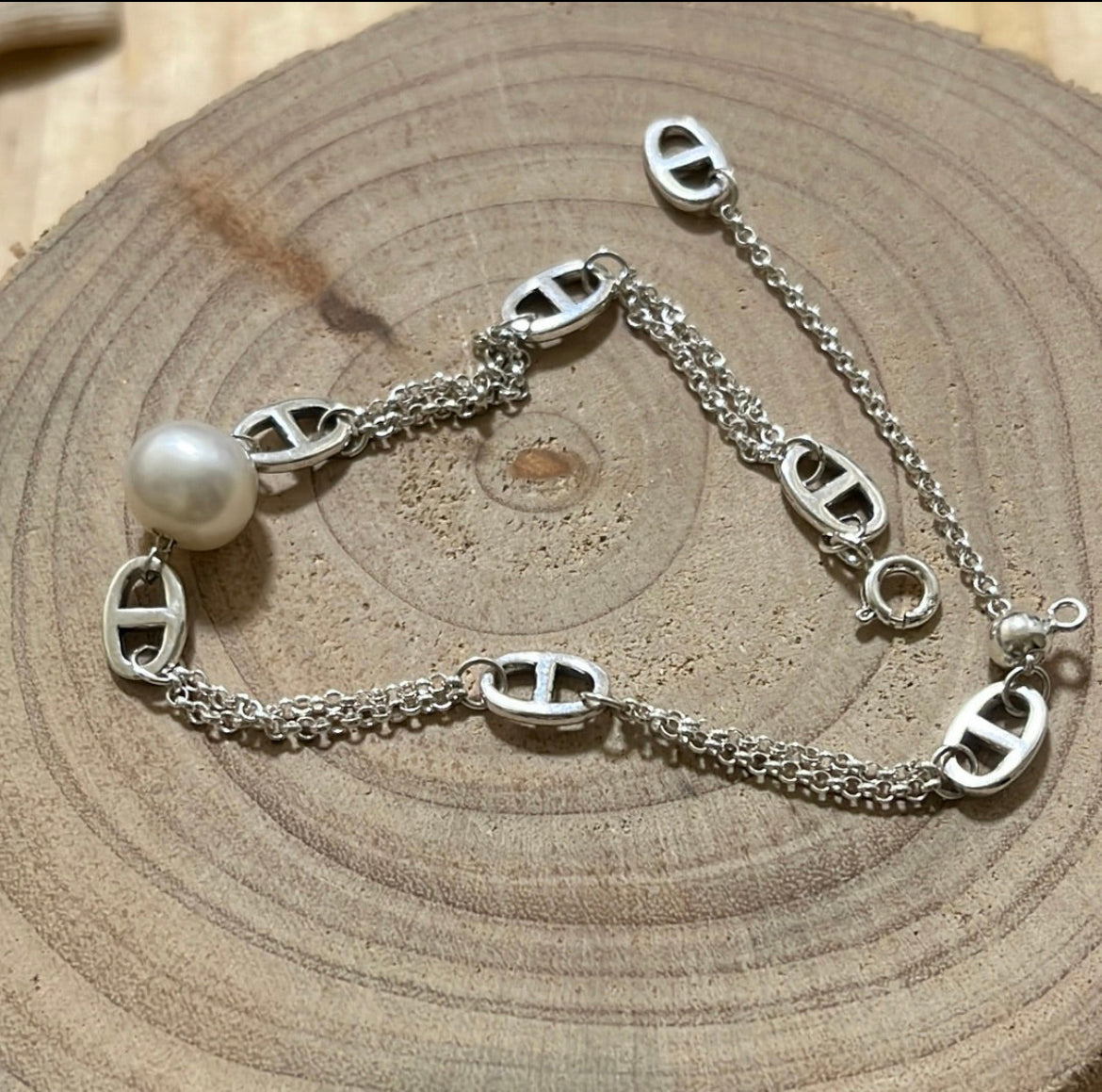 淡水珍珠搭上豬鼻既甜美有個性手鍊調節珠#71