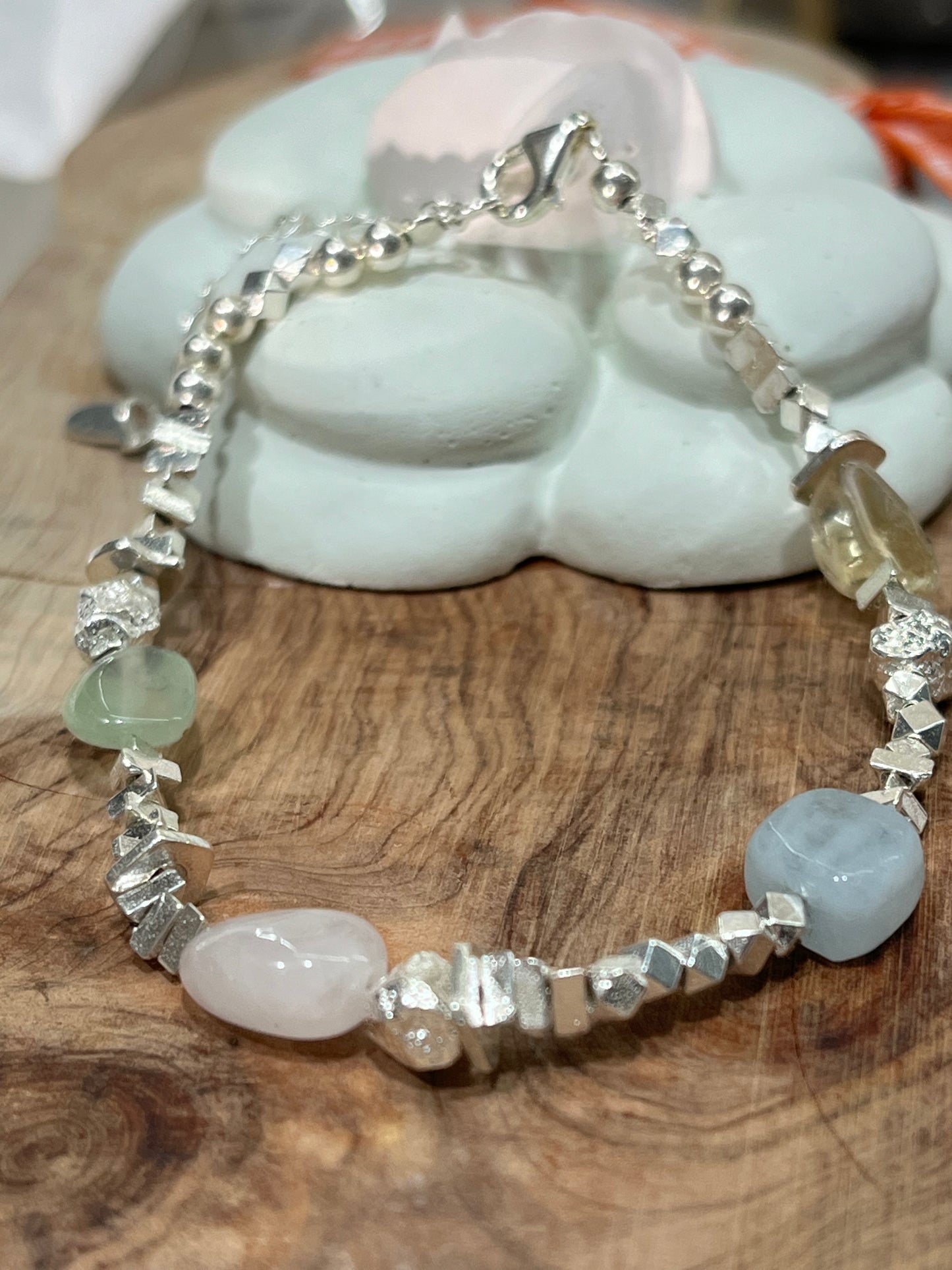 小丞飾 礦石不規則碎銀重工手鍊 16+4公分 #166